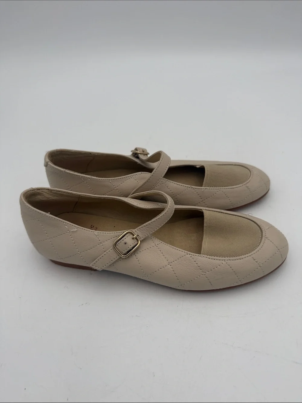 Blublonc girls Quilted Mary Jane Flats in Beige 34 casual event party